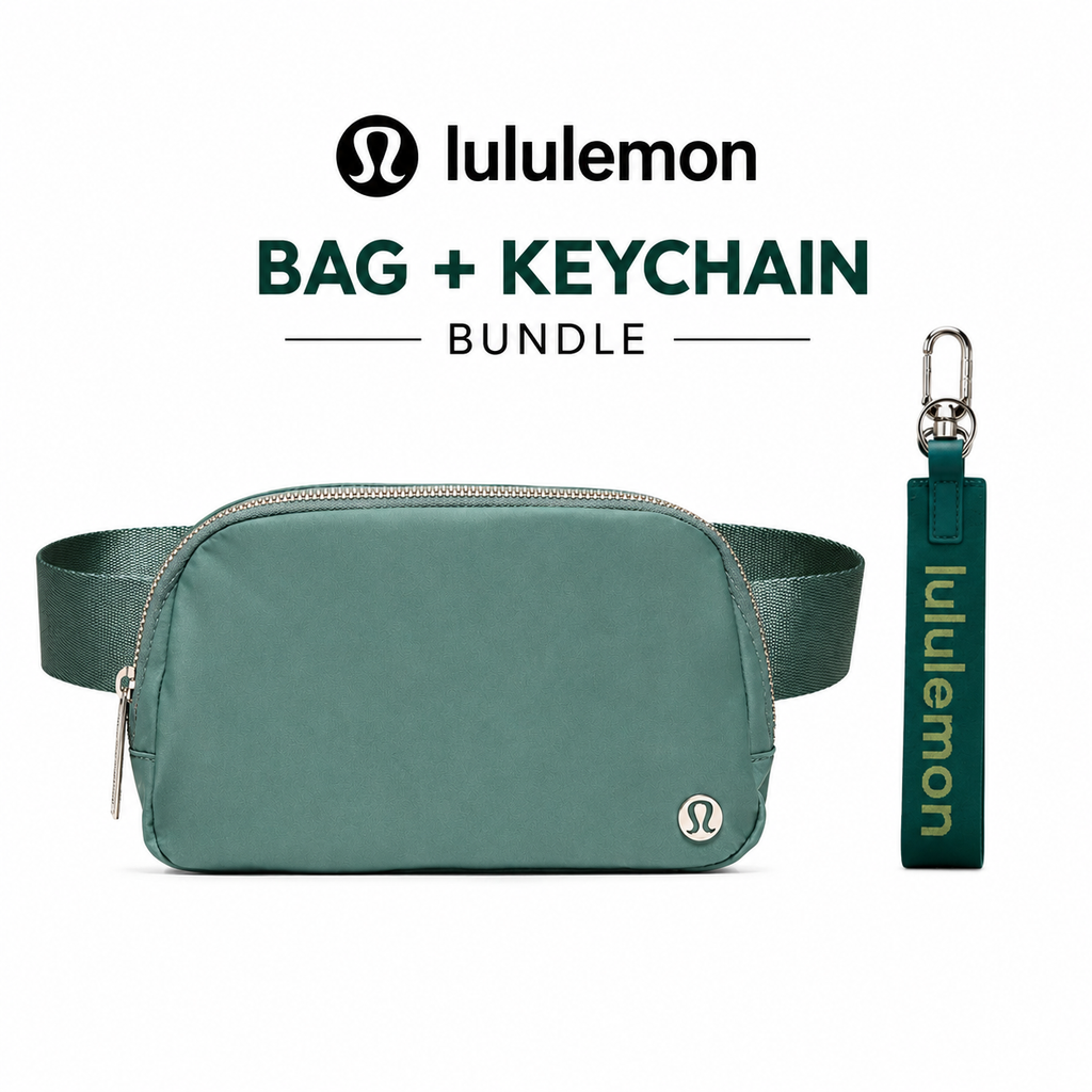 Lululemon Everywhere Belt Bag 1L - Tidewater Teal + Keychain - Green Jasper